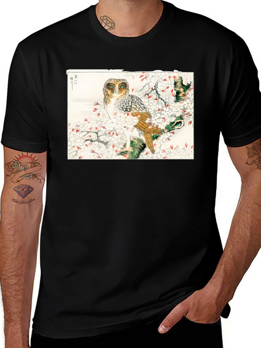 Owl and Cherry Blossoms Graphic Tee
