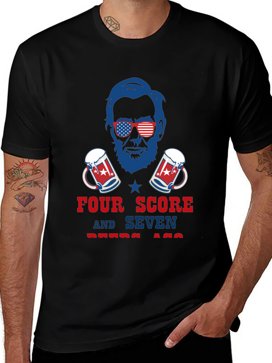 Patriotic Lincoln Four Score & Seven Beers Ago T-Shirt