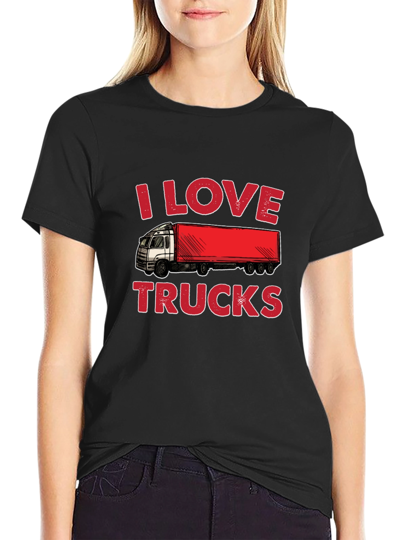 I Love Trucks T-Shirt Black Trucker Tee