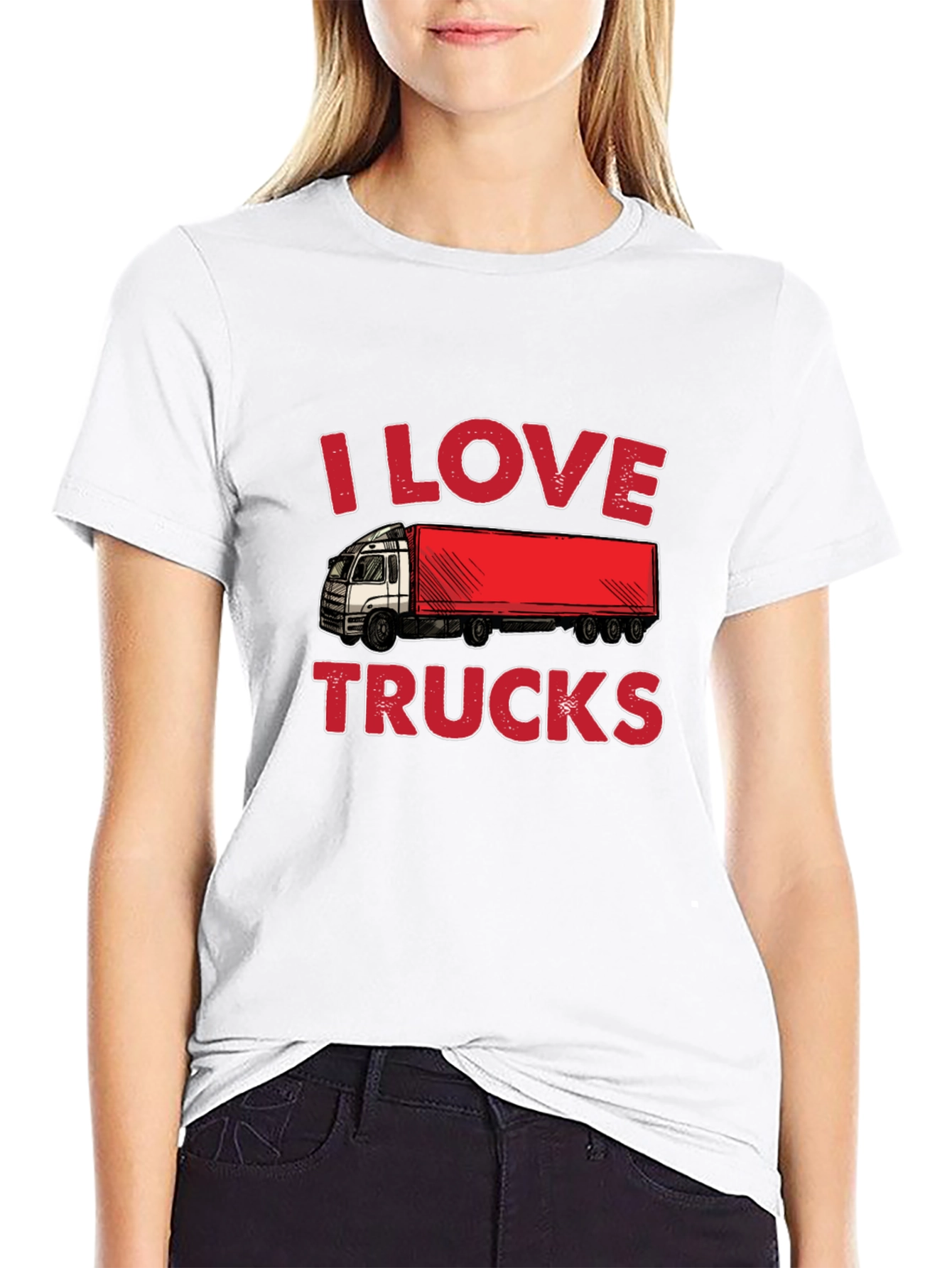 I Love Trucks T-Shirt Black Trucker Tee