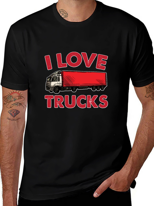 I Love Trucks T-Shirt Black Trucker Tee