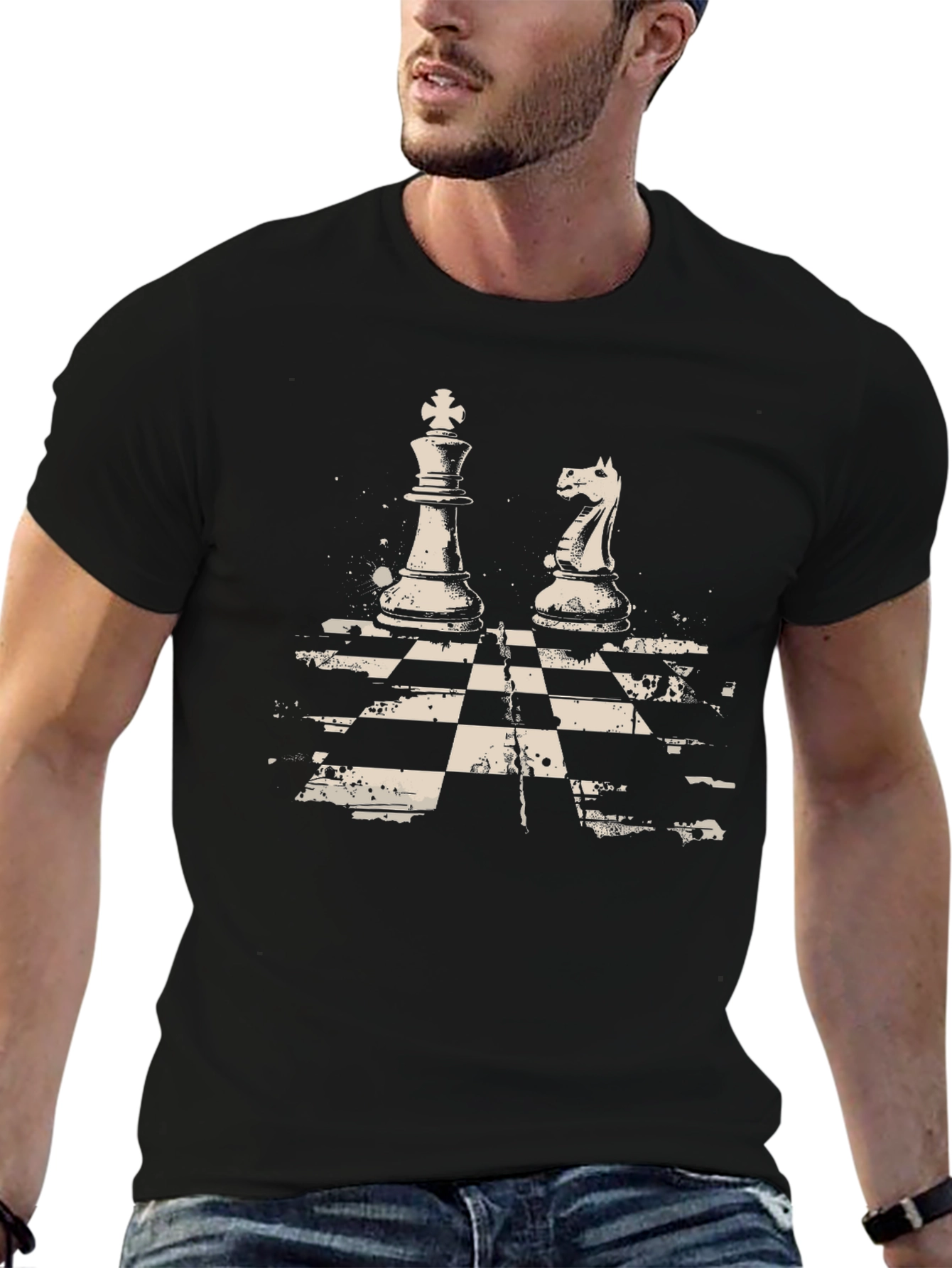 Chess King Knight Graphic Tee - Mens Black T-Shirt