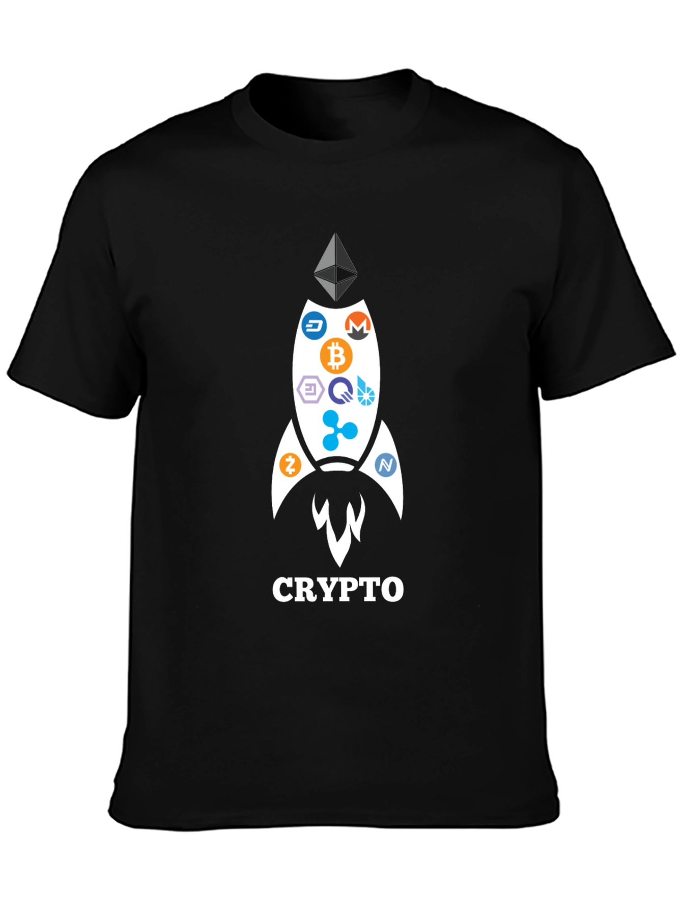 Crypto Rocket T-Shirt - Bitcoin Ethereum and More!