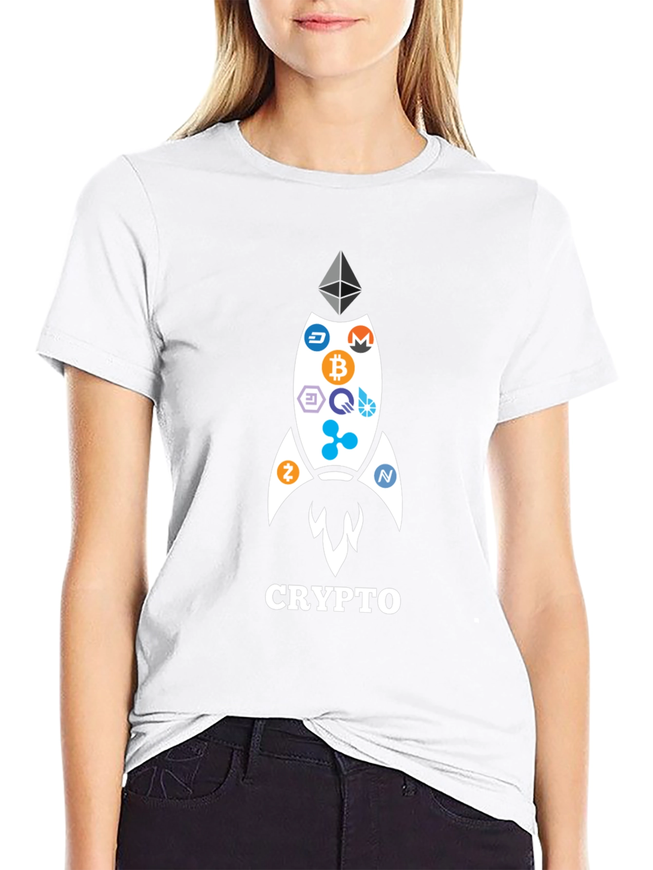 Crypto Rocket T-Shirt - Bitcoin Ethereum and More!