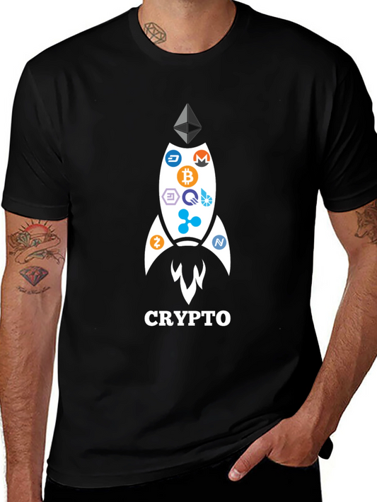 Crypto Rocket T-Shirt - Bitcoin Ethereum and More!
