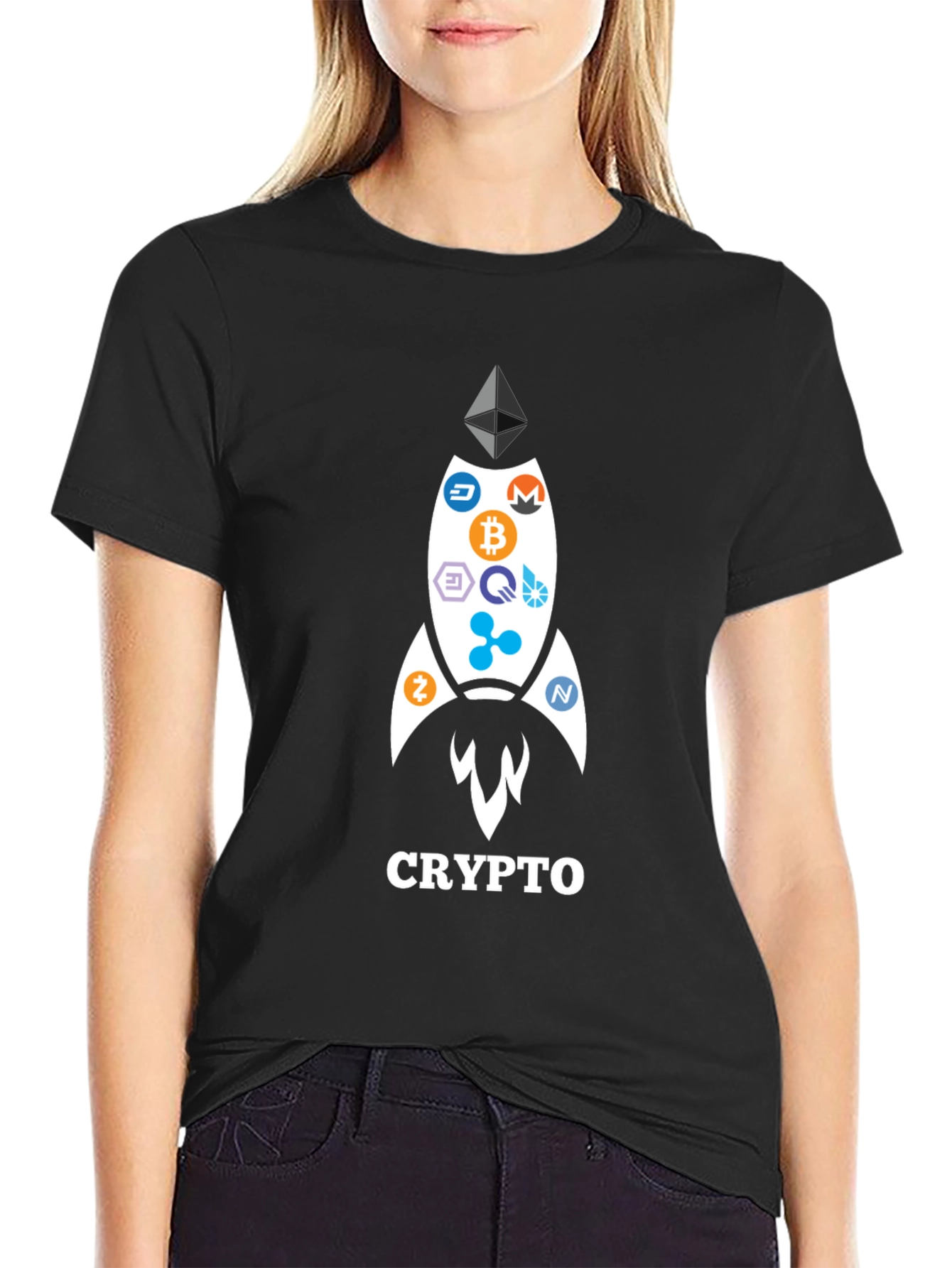 Crypto Rocket T-Shirt - Bitcoin Ethereum and More!