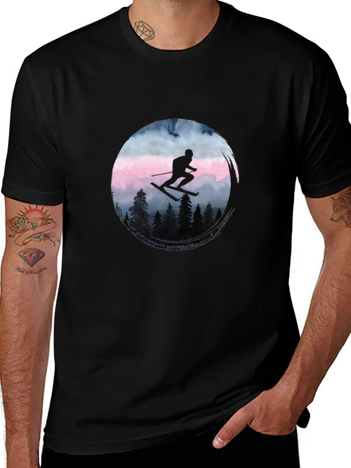 Skiing Silhouette Graphic Tee