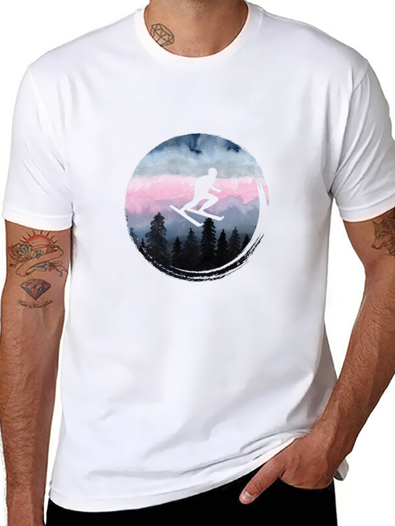 Skiing Silhouette Graphic Tee