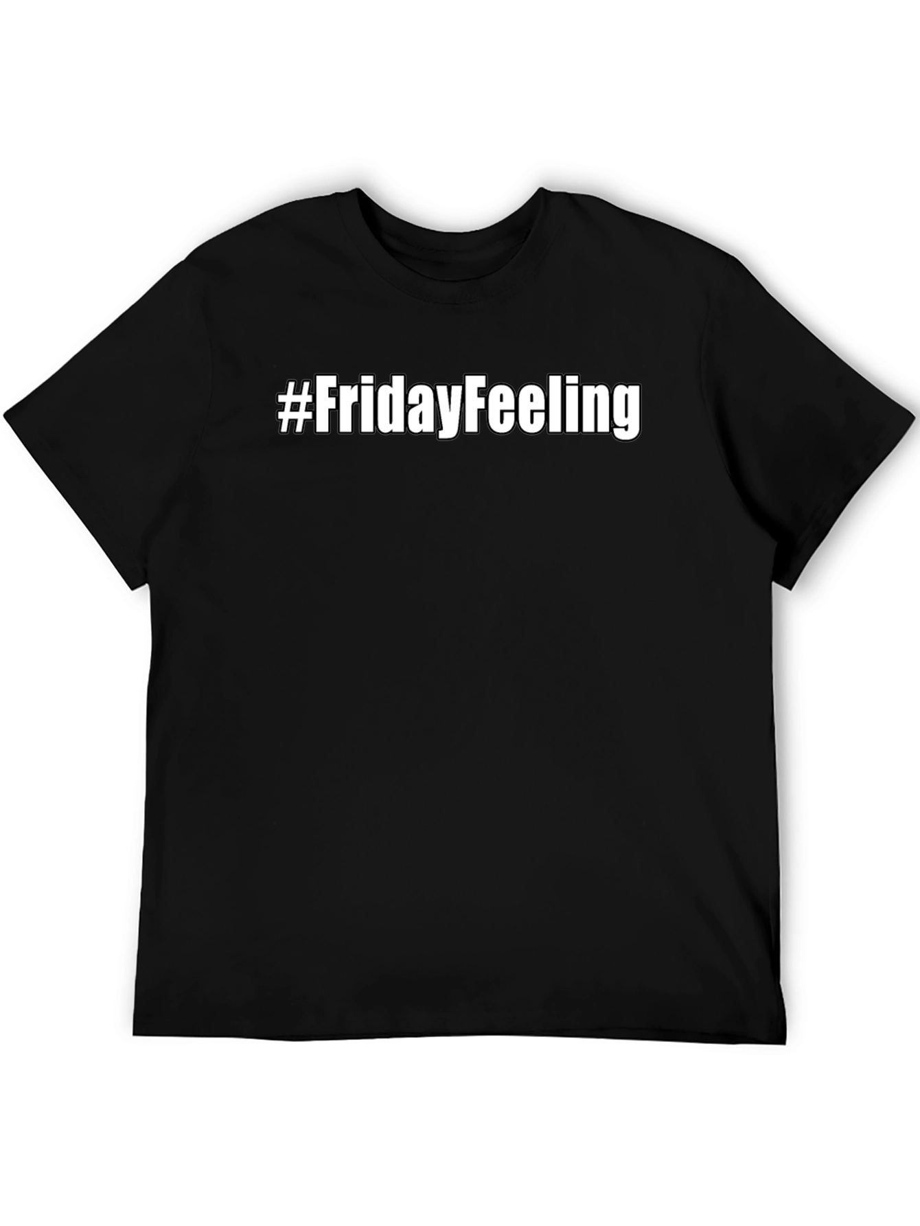 #FridayFeeling Black Graphic Tee - Mens Casual T-Shirt