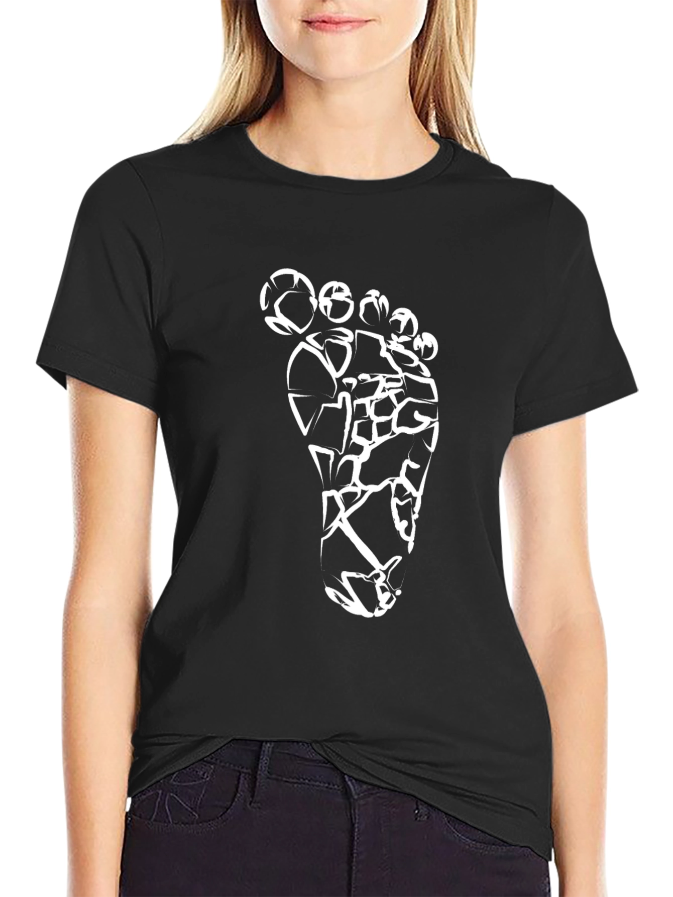 Abstract Footprint Black T-Shirt