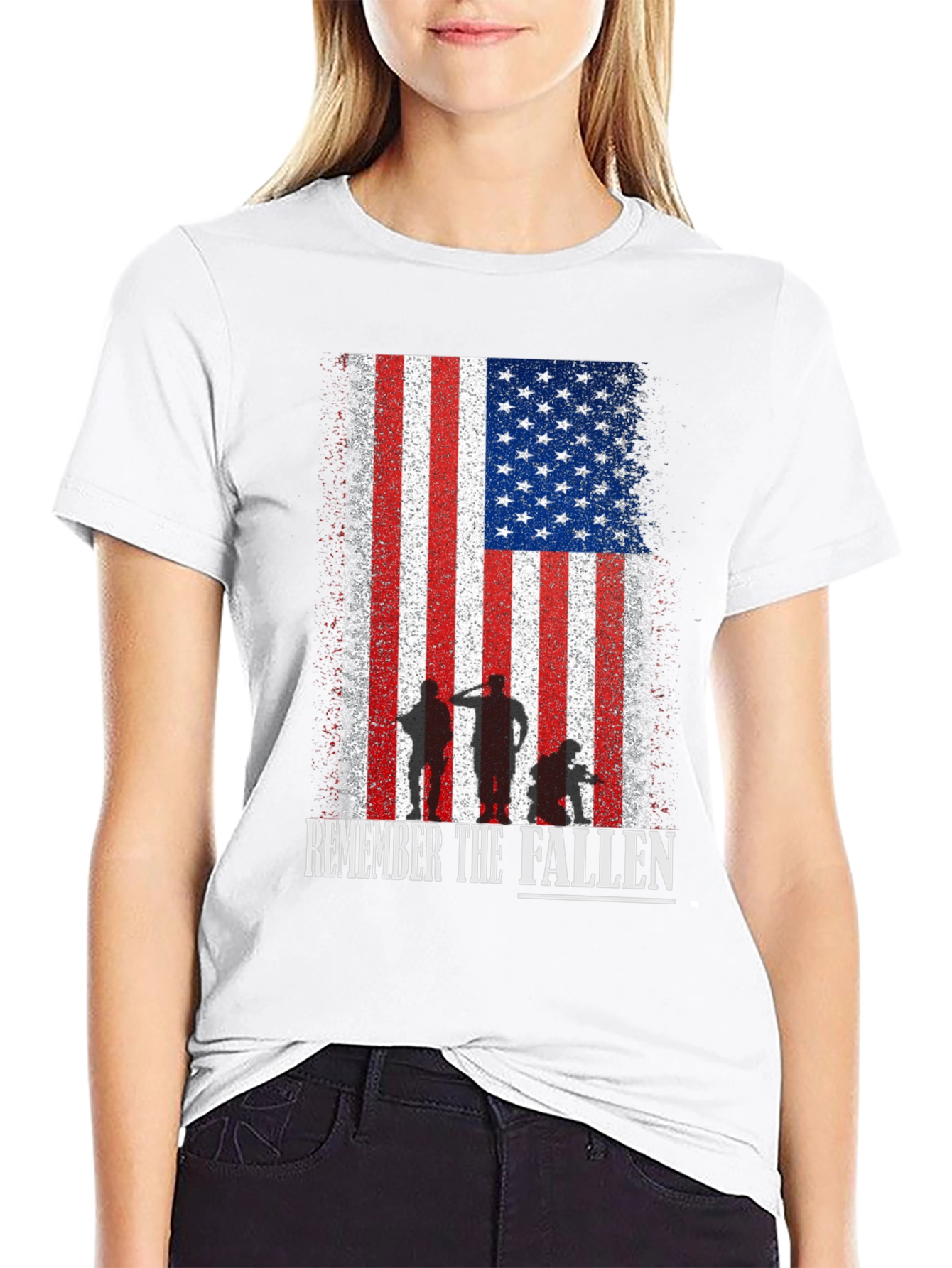 Remember The Fallen American Flag Graphic T-Shirt