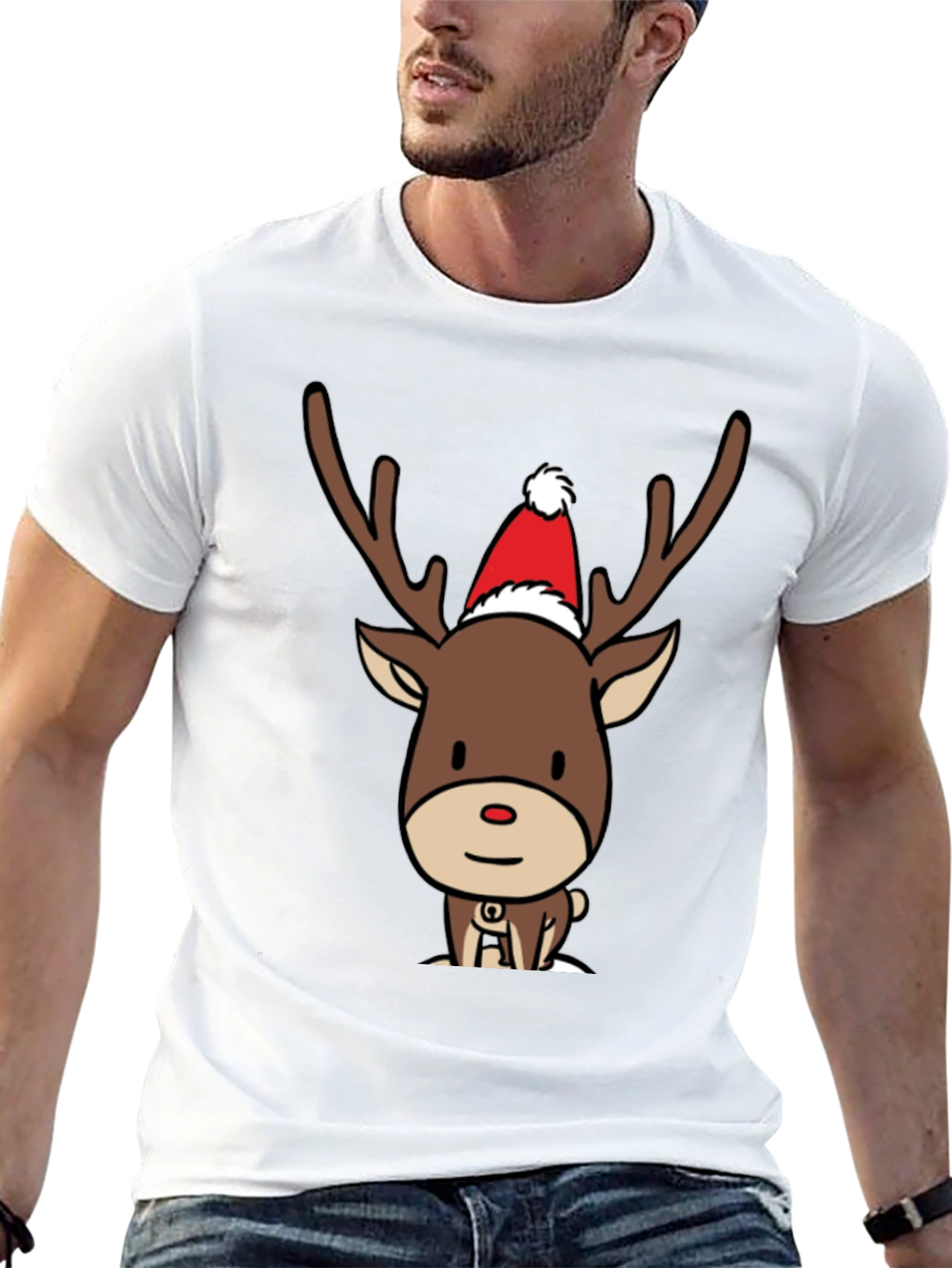 Reindeer Christmas T-Shirt - Cute Cartoon Holiday Tee