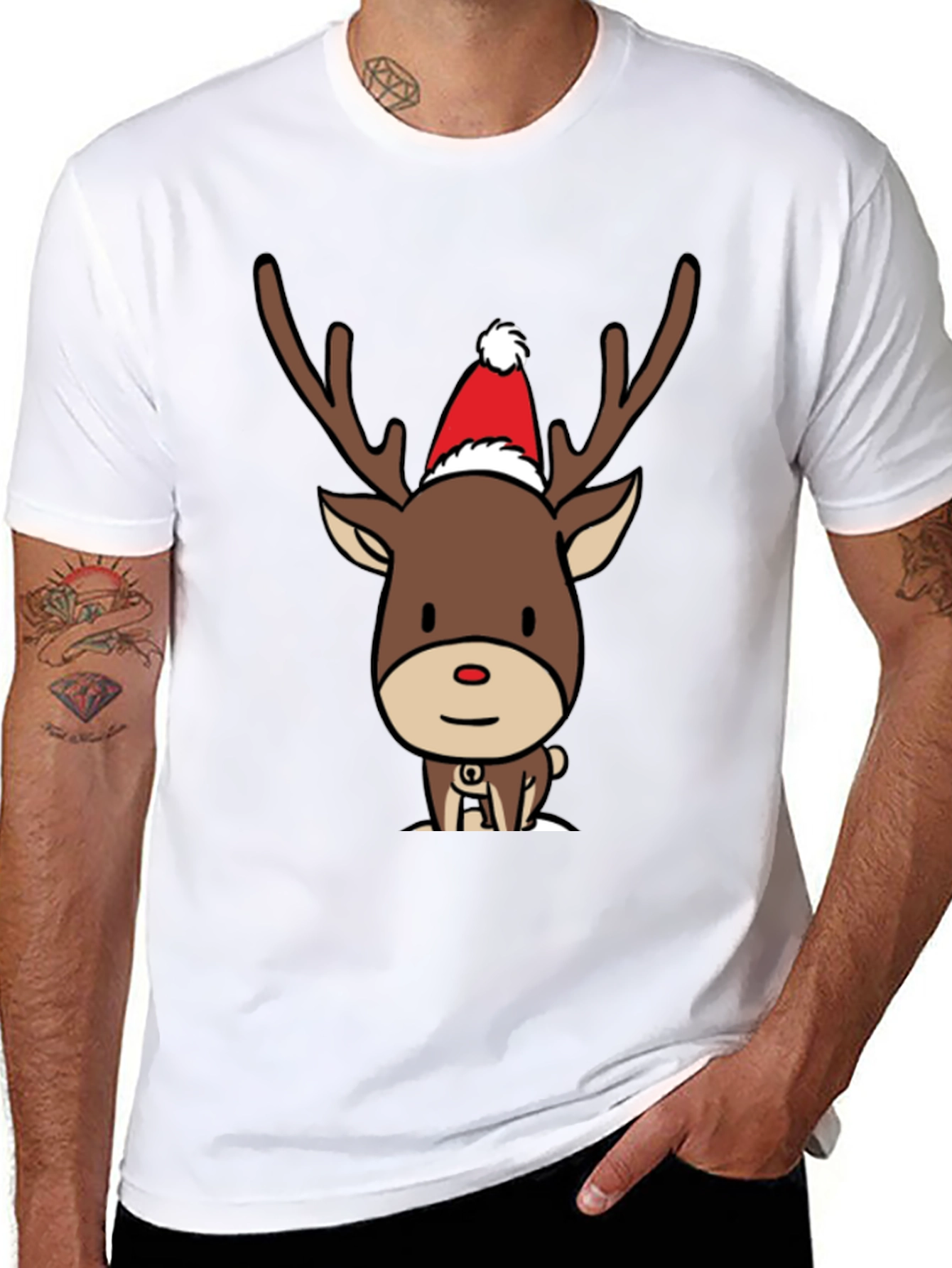 Reindeer Christmas T-Shirt - Cute Cartoon Holiday Tee