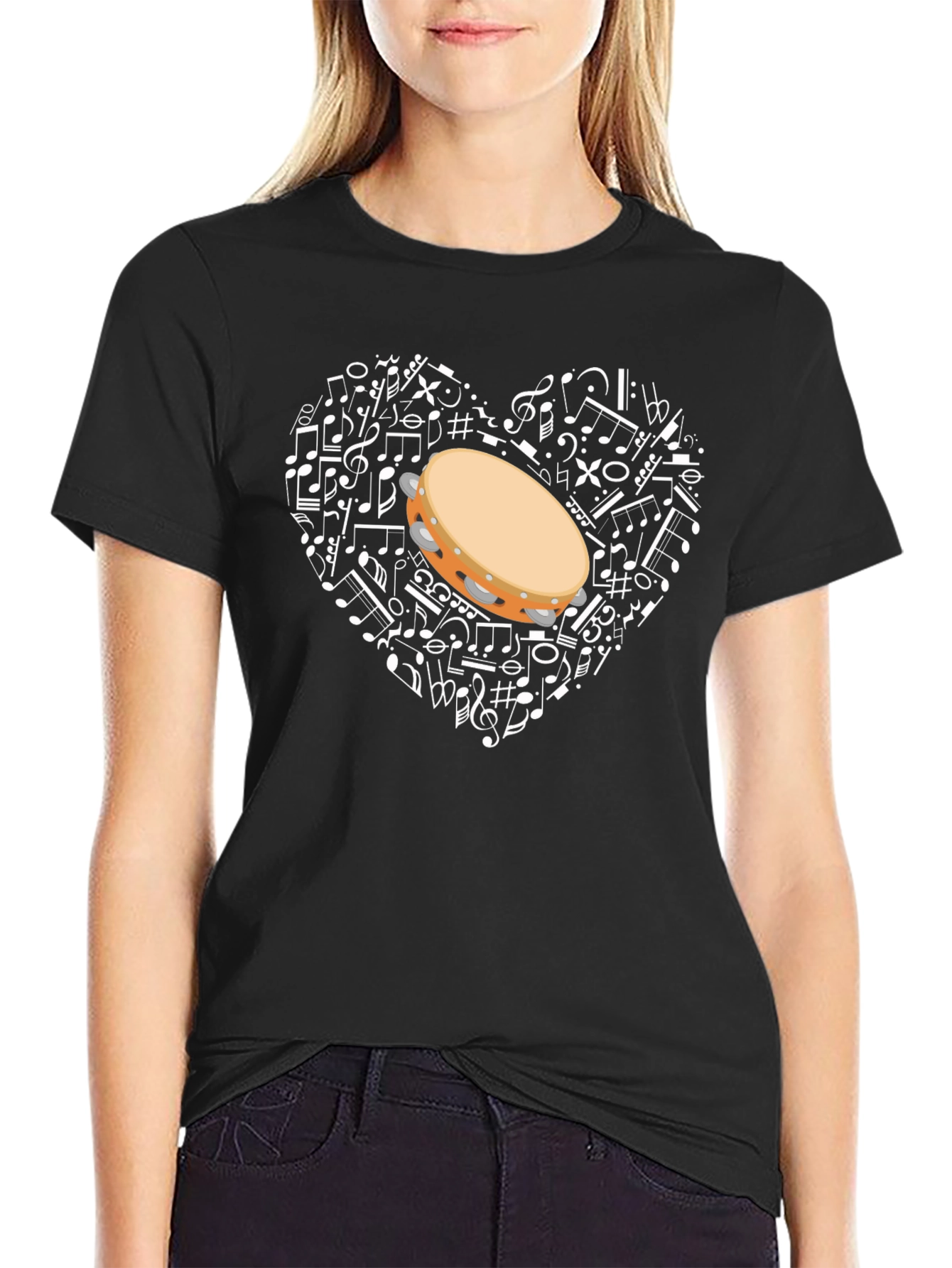 Musical Heart Tambourine Graphic T-Shirt