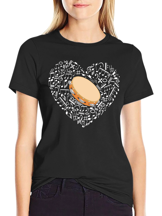 Musical Heart Tambourine Graphic T-Shirt