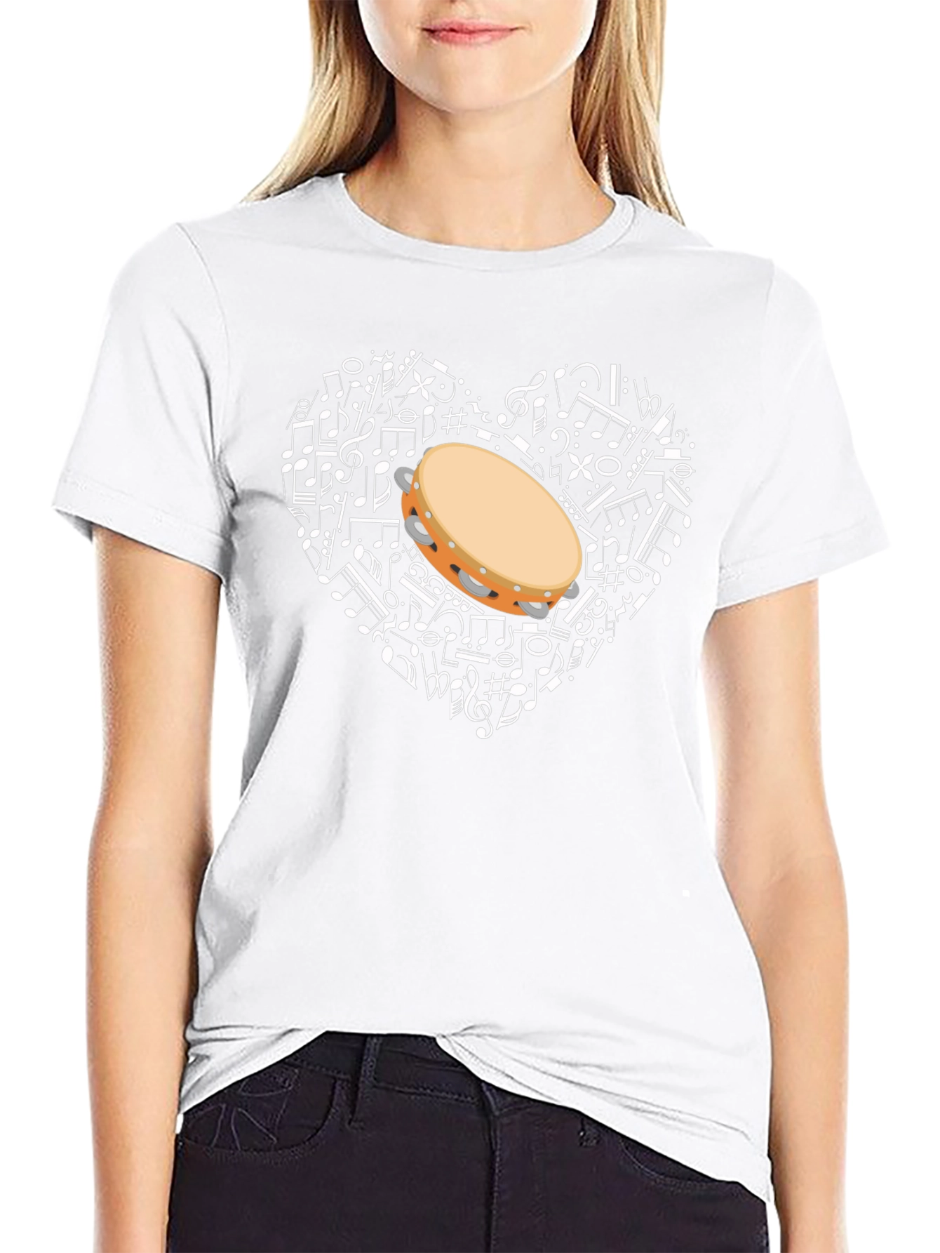 Musical Heart Tambourine Graphic T-Shirt
