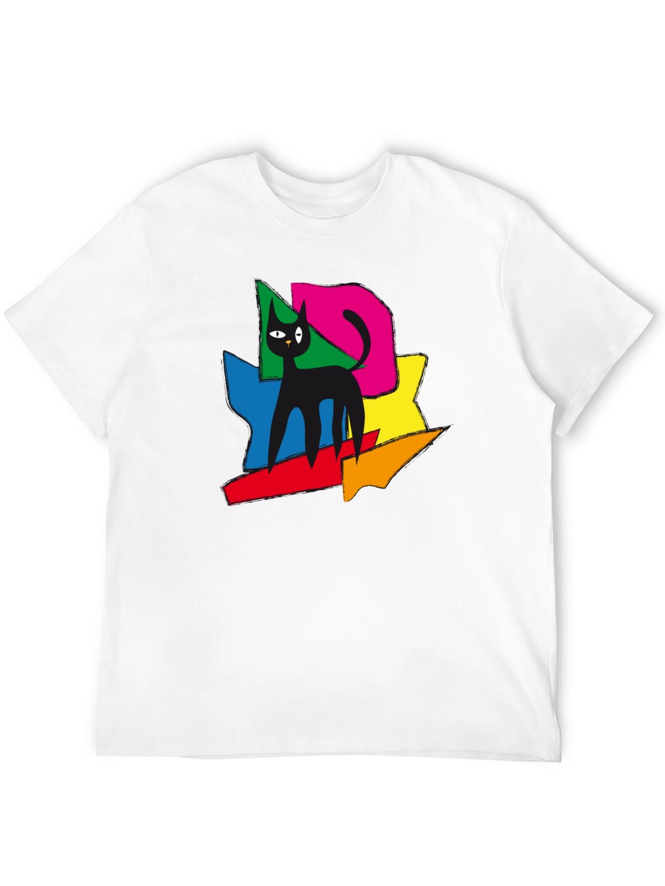 Abstract Cat Art T-Shirt - Modern Graphic Tee
