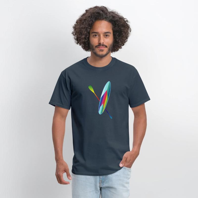 Stand up paddling colorful paddle board