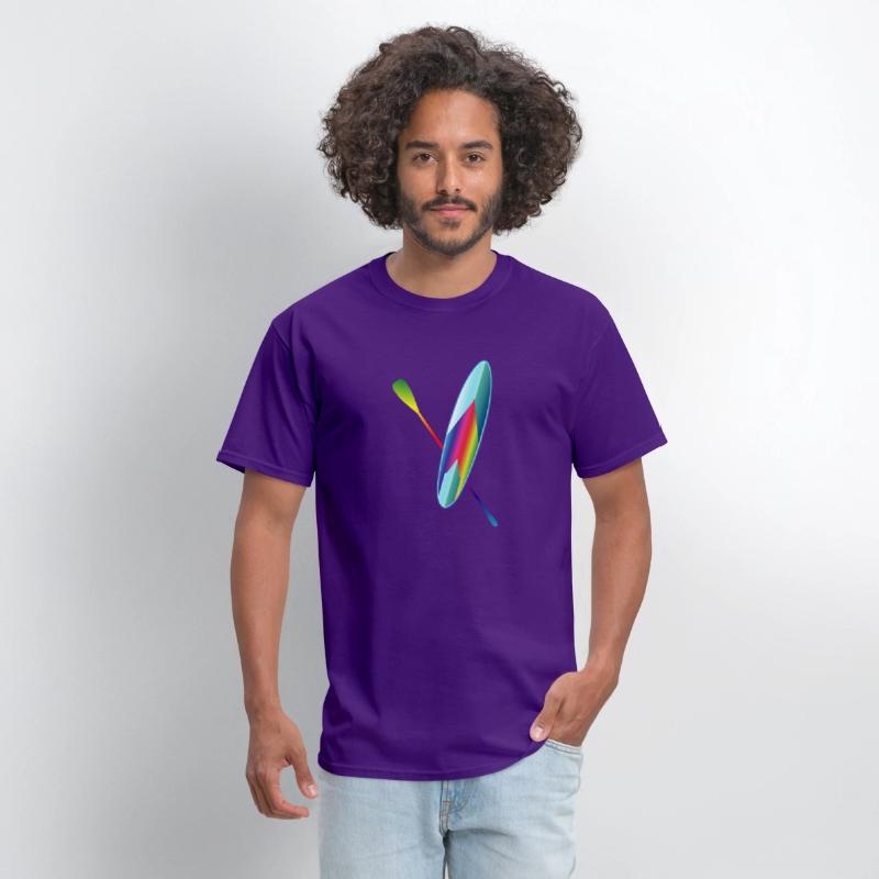 Stand up paddling colorful paddle board