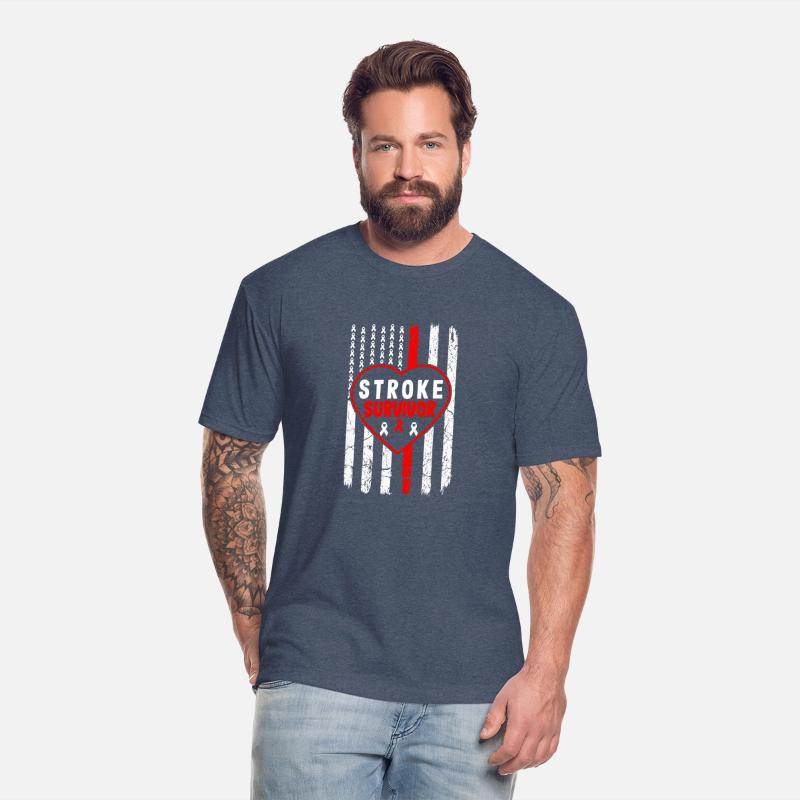 Stroke Survivor Red Ribbon Usa Flag Dad Mom Stroke