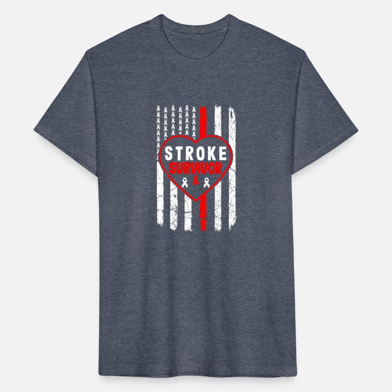 Stroke Survivor Red Ribbon Usa Flag Dad Mom Stroke