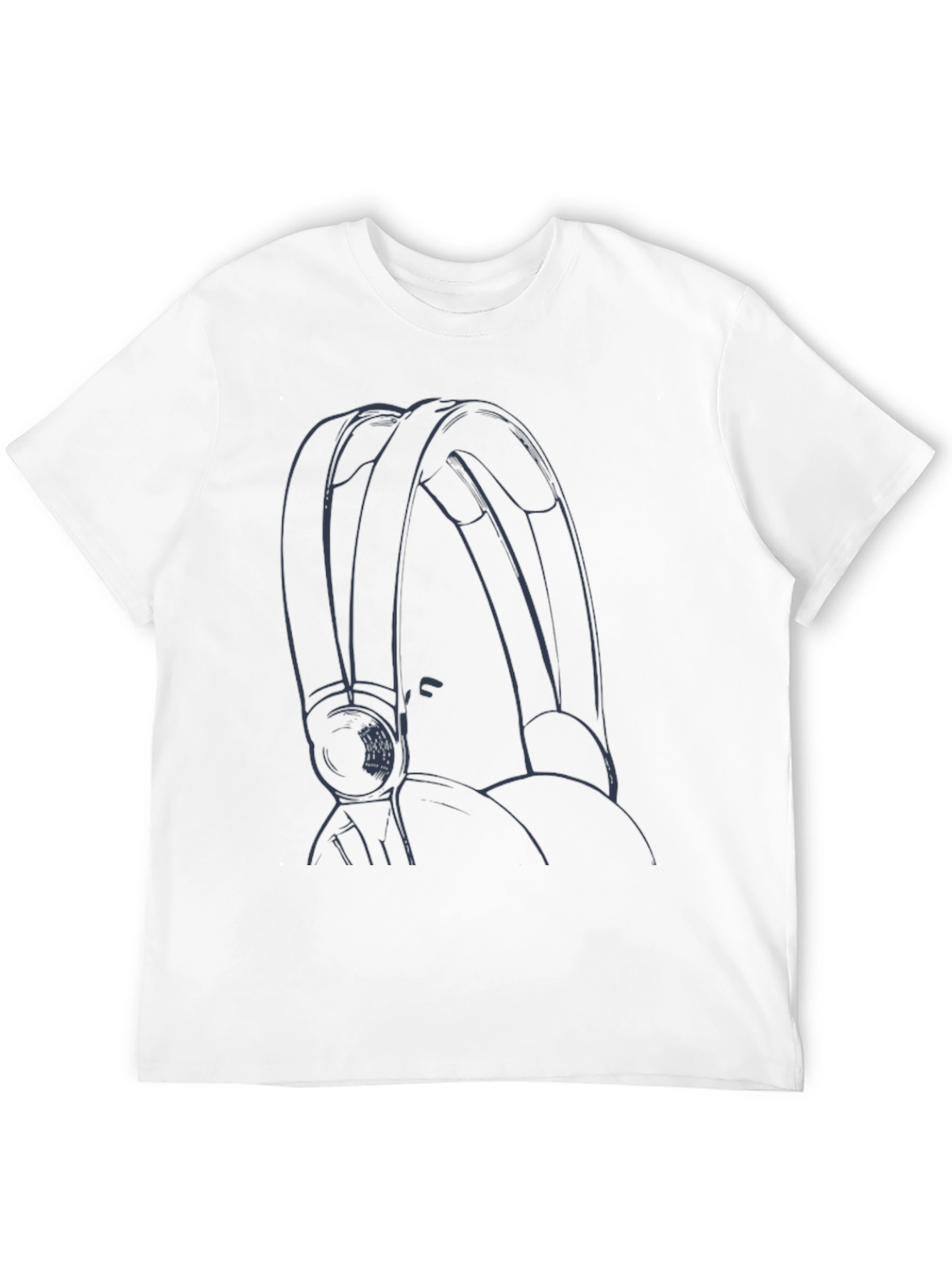 Stylish Black T-Shirt with Headphone Graphic Design