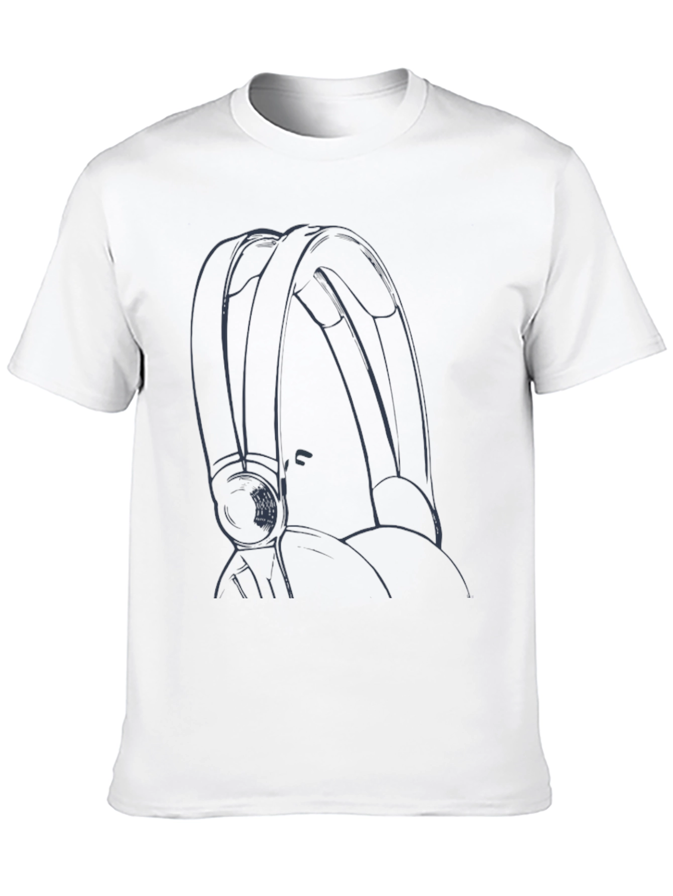 Stylish Black T-Shirt with Headphone Graphic Design