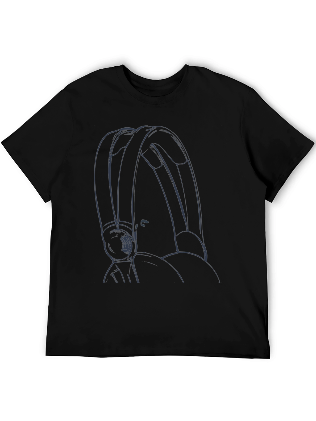 Stylish Black T-Shirt with Headphone Graphic Design