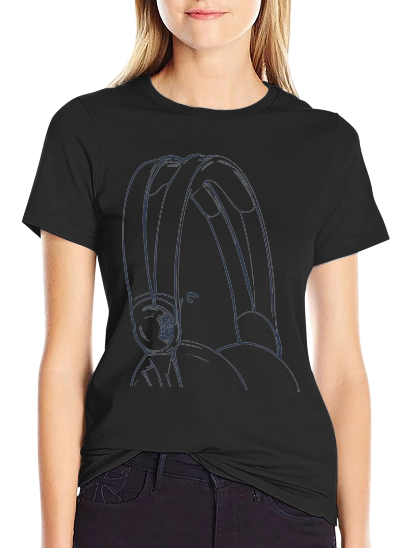 Stylish Black T-Shirt with Headphone Graphic Design