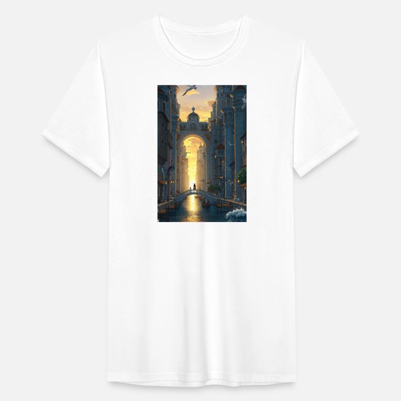 Sunlit Fantasy Cityscape Illustration