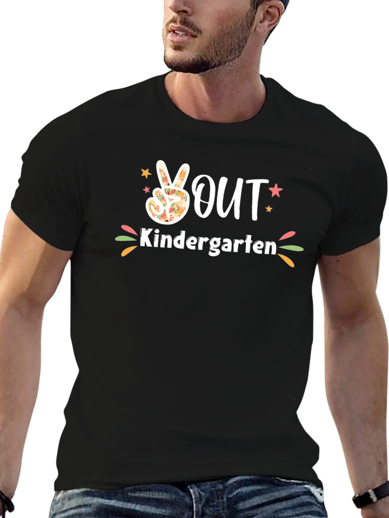 Peace Out Kindergarten Black T-Shirt