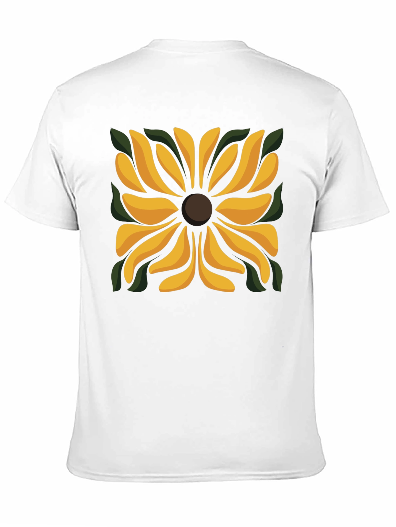 Black T-Shirt with Floral Square Design