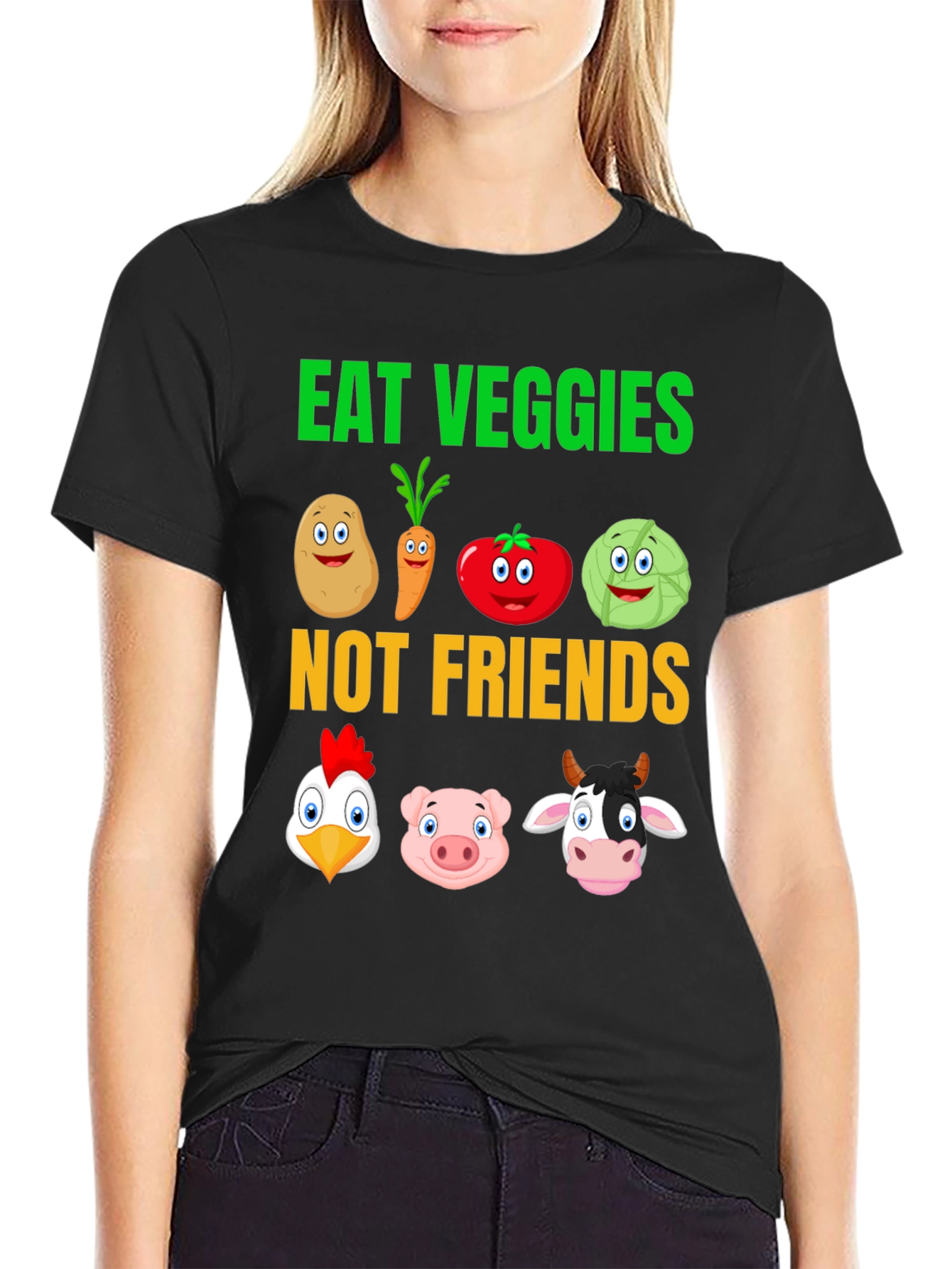 Eat Veggies Not Friends Graphic T-Shirt