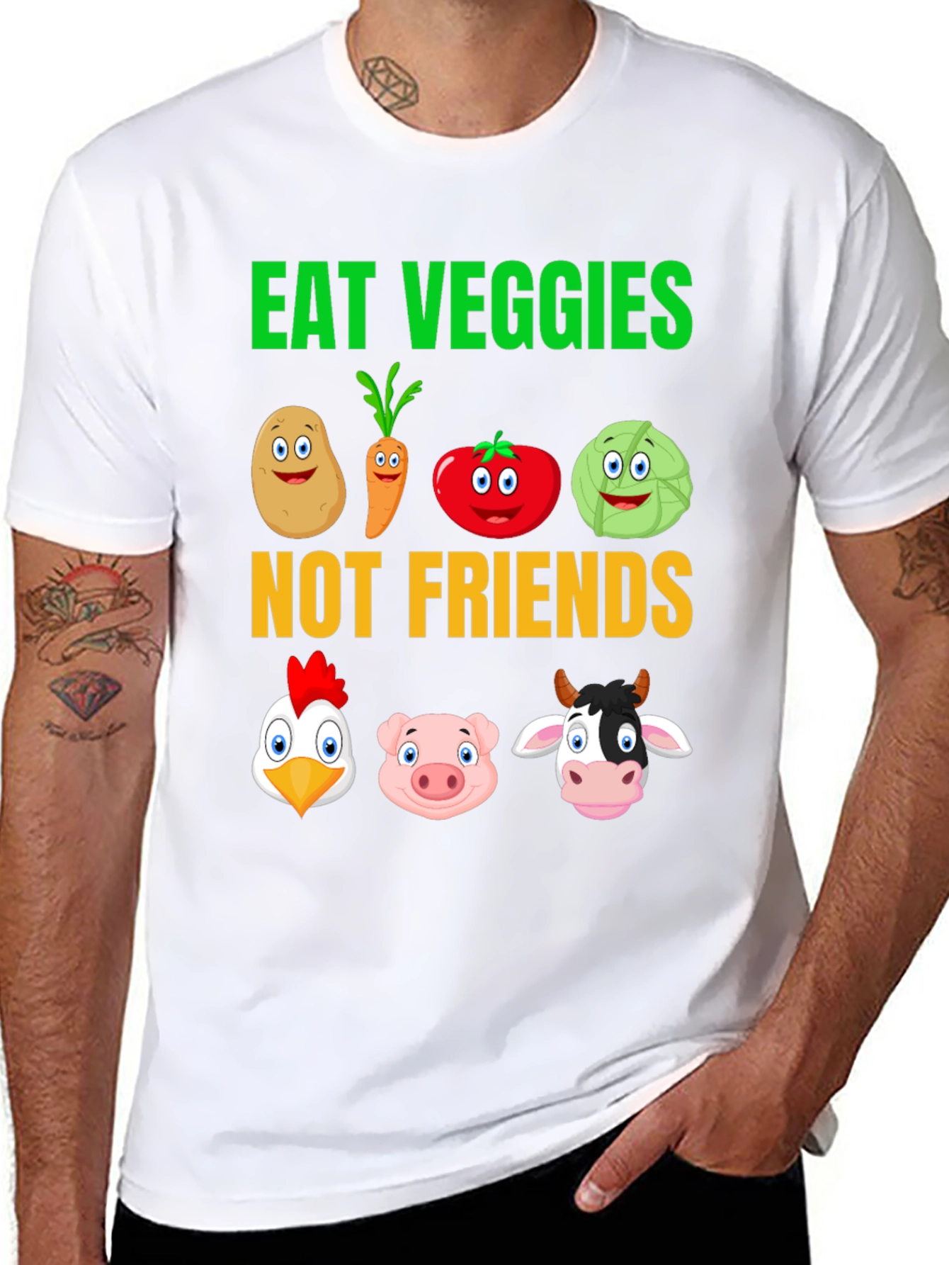 Eat Veggies Not Friends Graphic T-Shirt