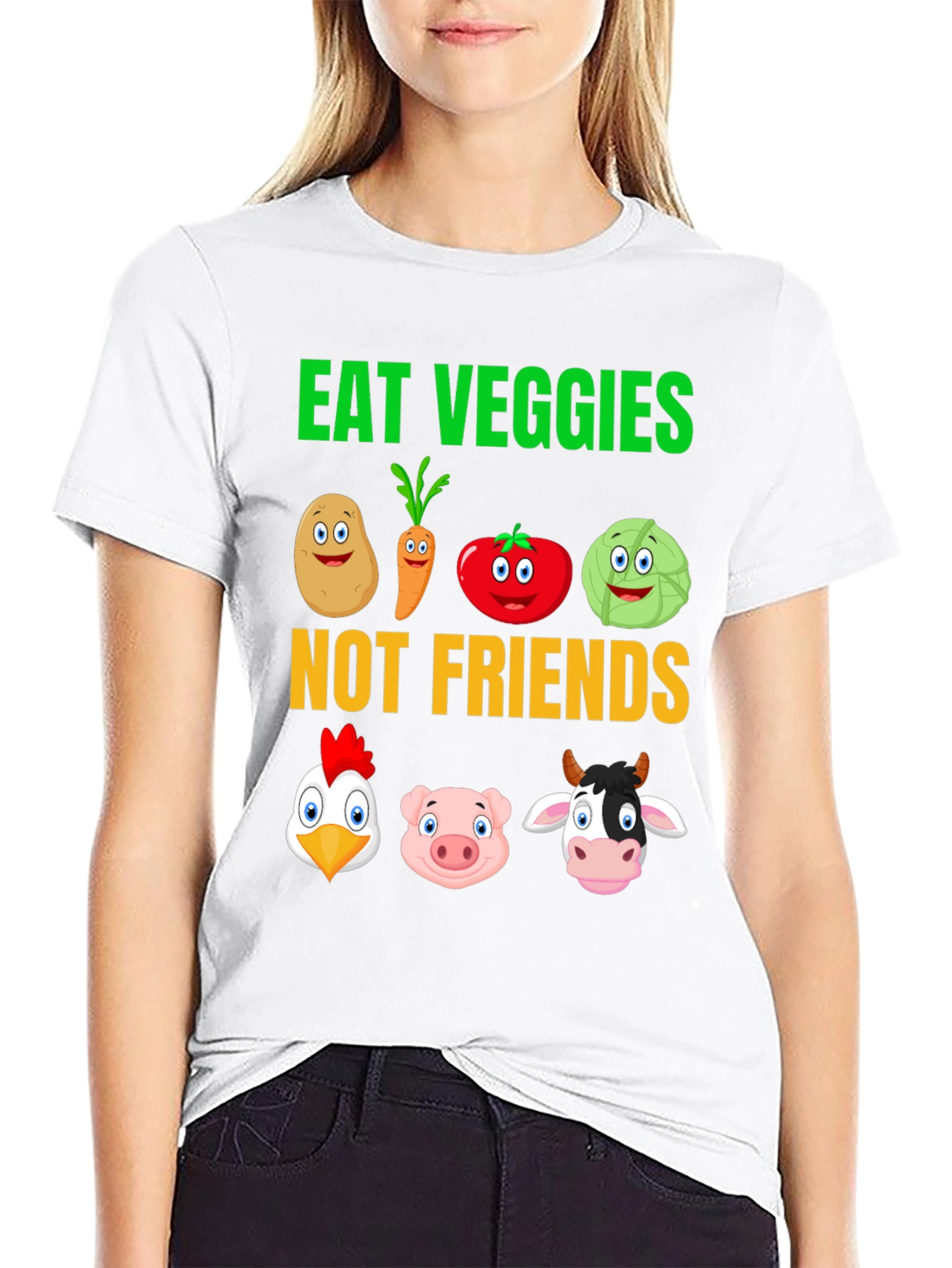 Eat Veggies Not Friends Graphic T-Shirt