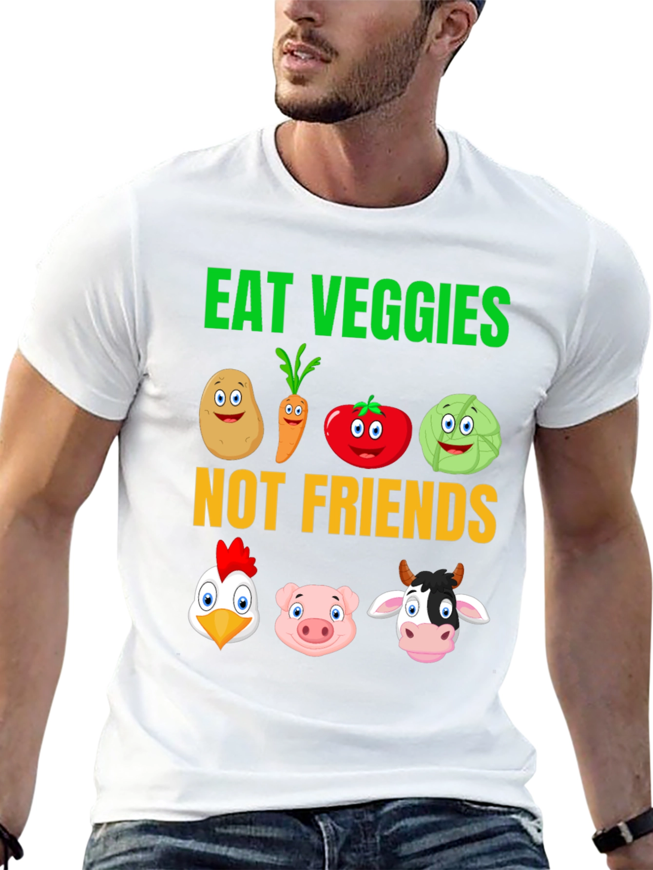 Eat Veggies Not Friends Graphic T-Shirt