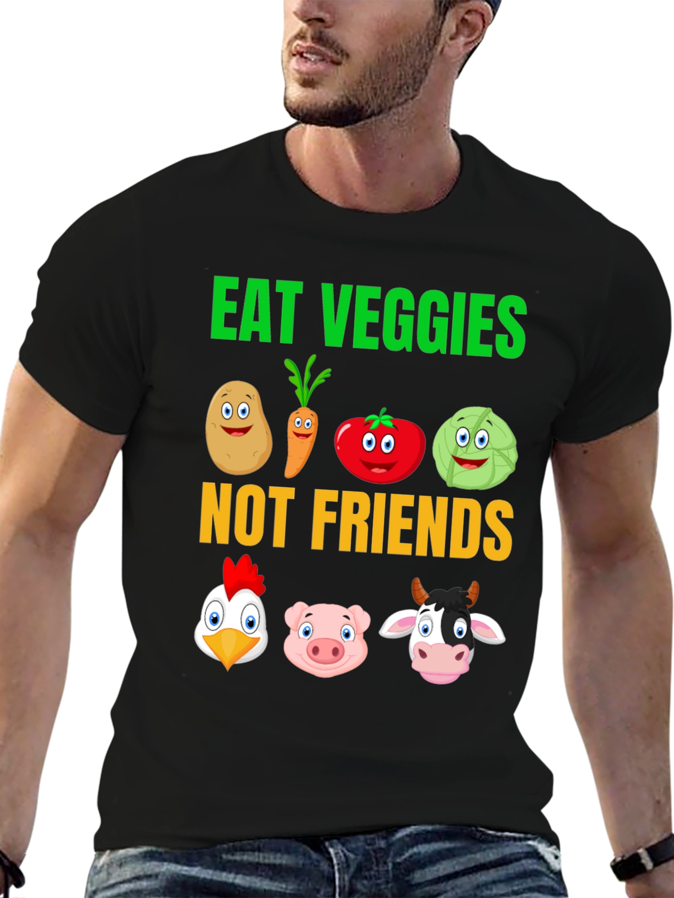 Eat Veggies Not Friends Graphic T-Shirt