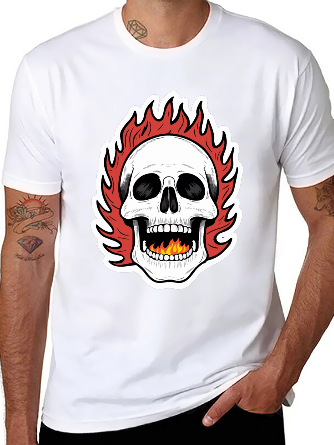 Fiery Skull Graphic Tee - Bold Statement Piece