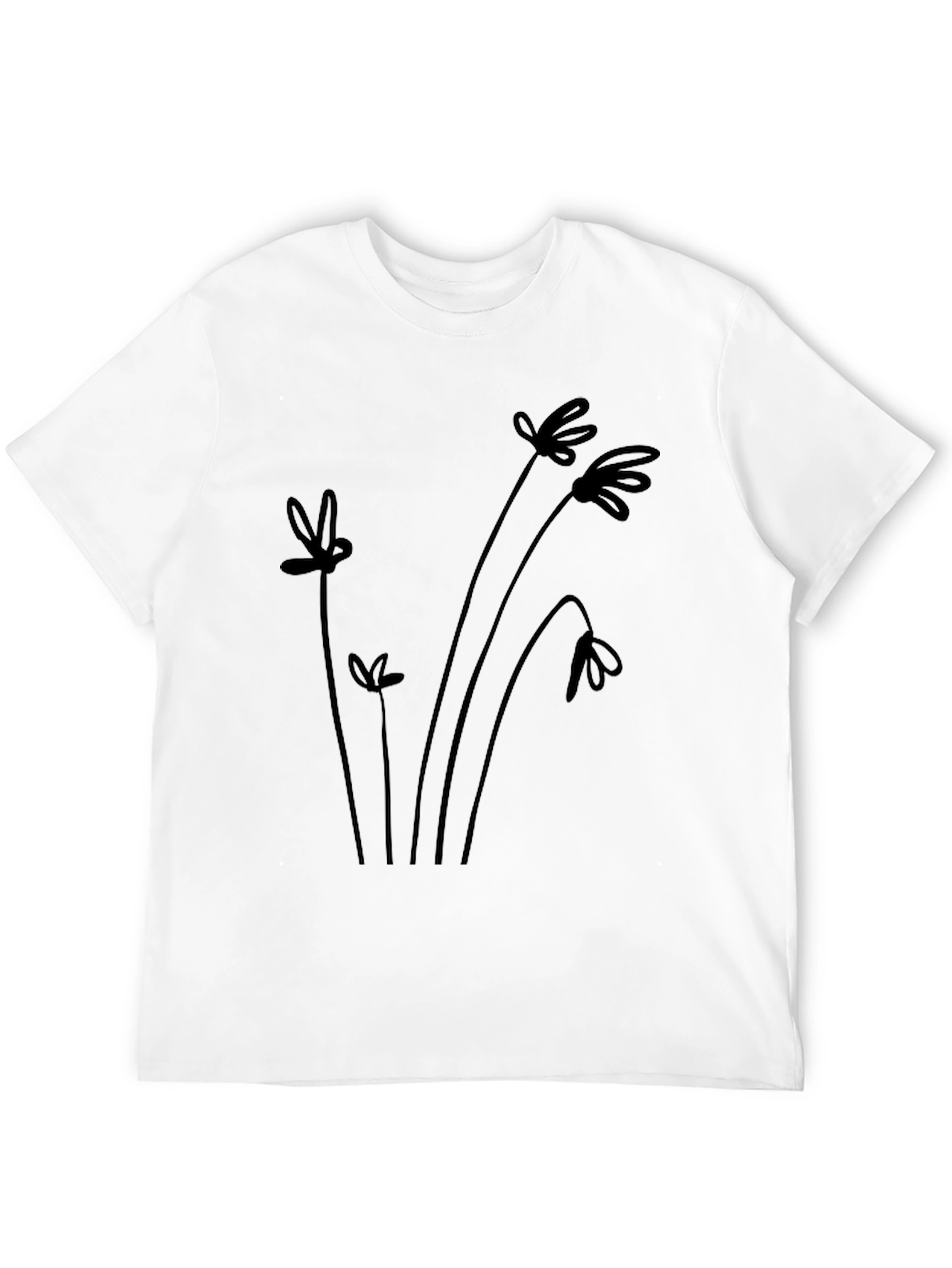 Minimalist Floral Black T-Shirt