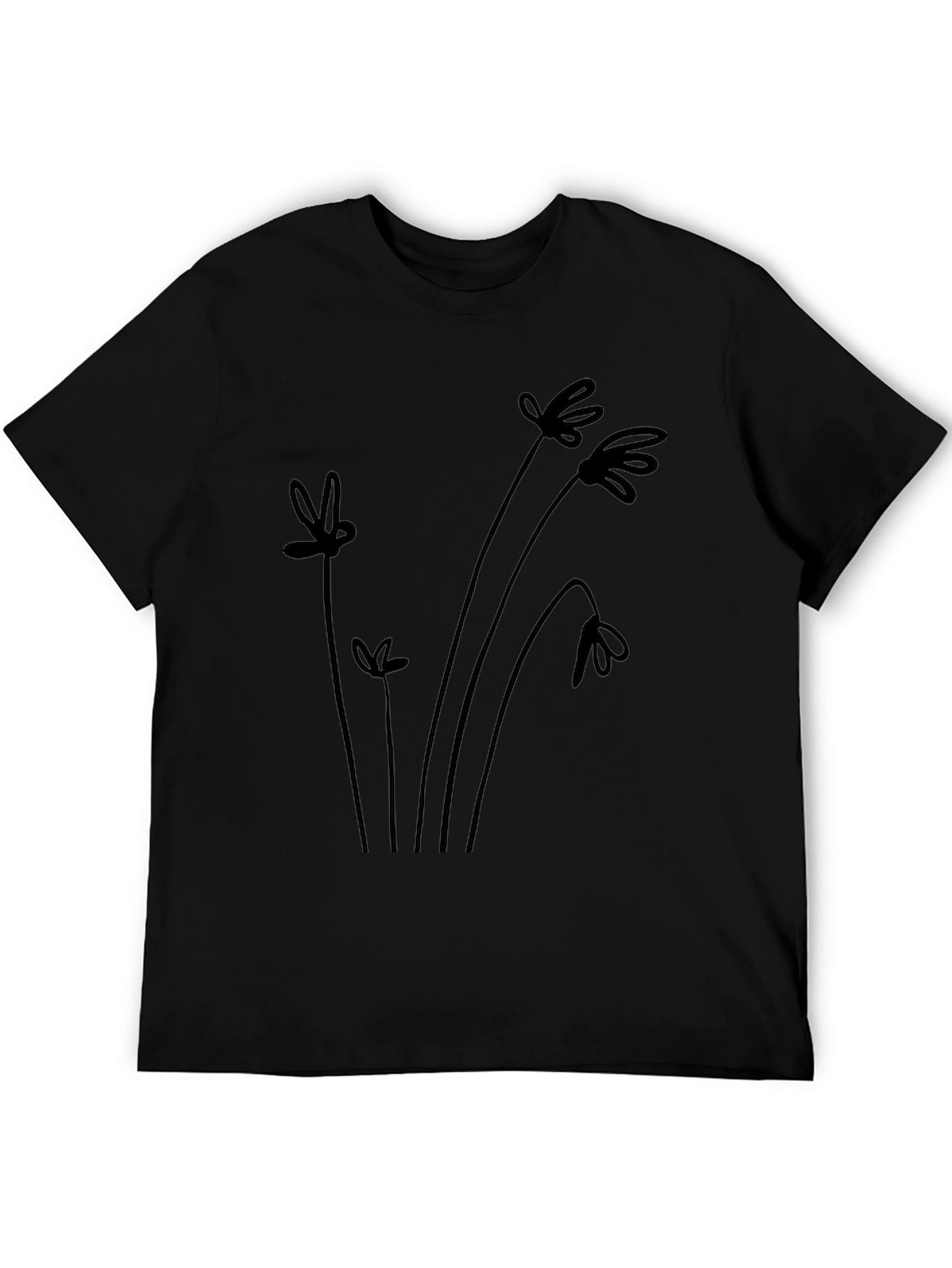 Minimalist Floral Black T-Shirt
