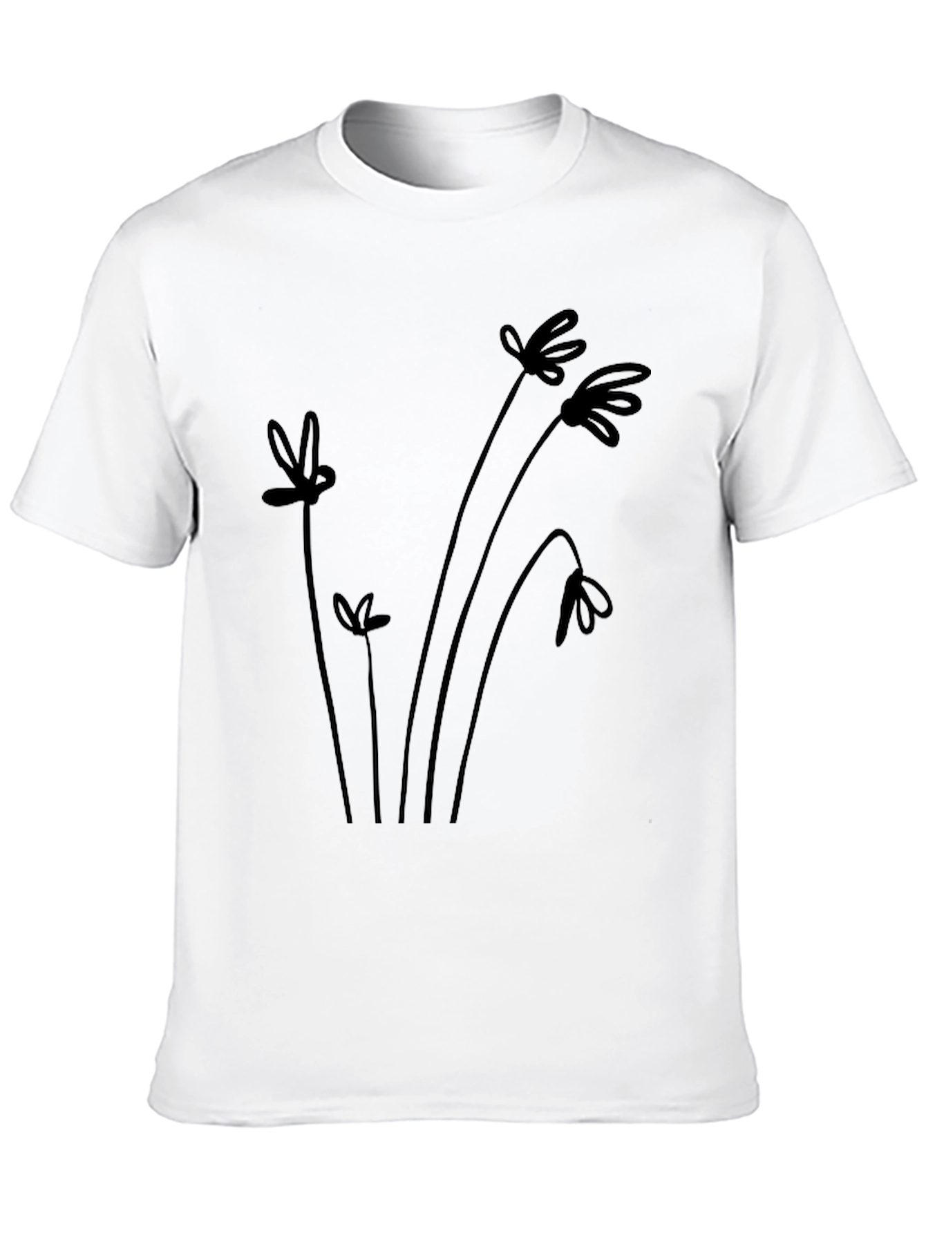 Minimalist Floral Black T-Shirt