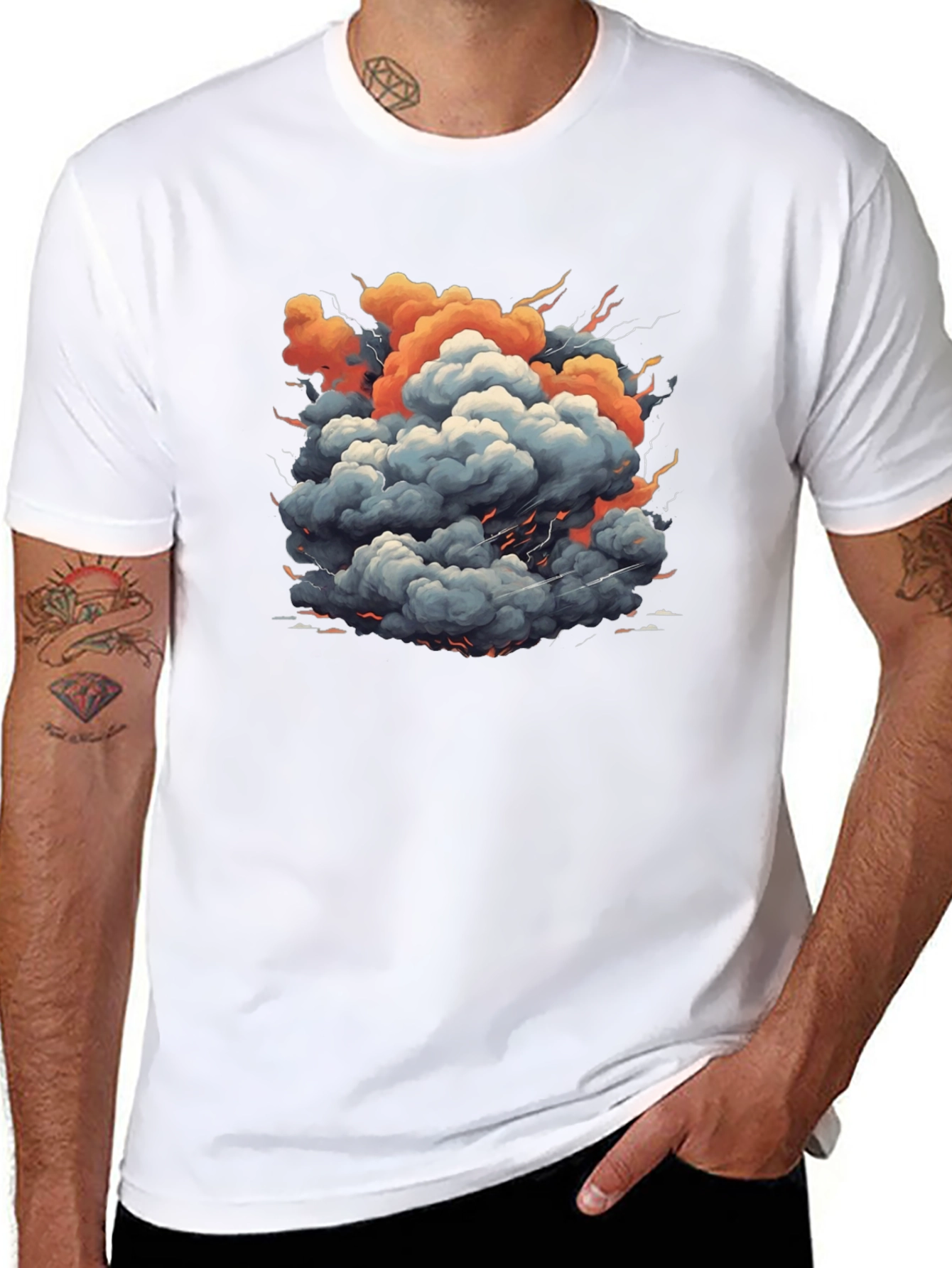 Explosion Cloud Graphic Tee - Trendy Black T-Shirt
