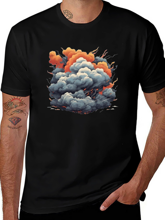 Explosion Cloud Graphic Tee - Trendy Black T-Shirt