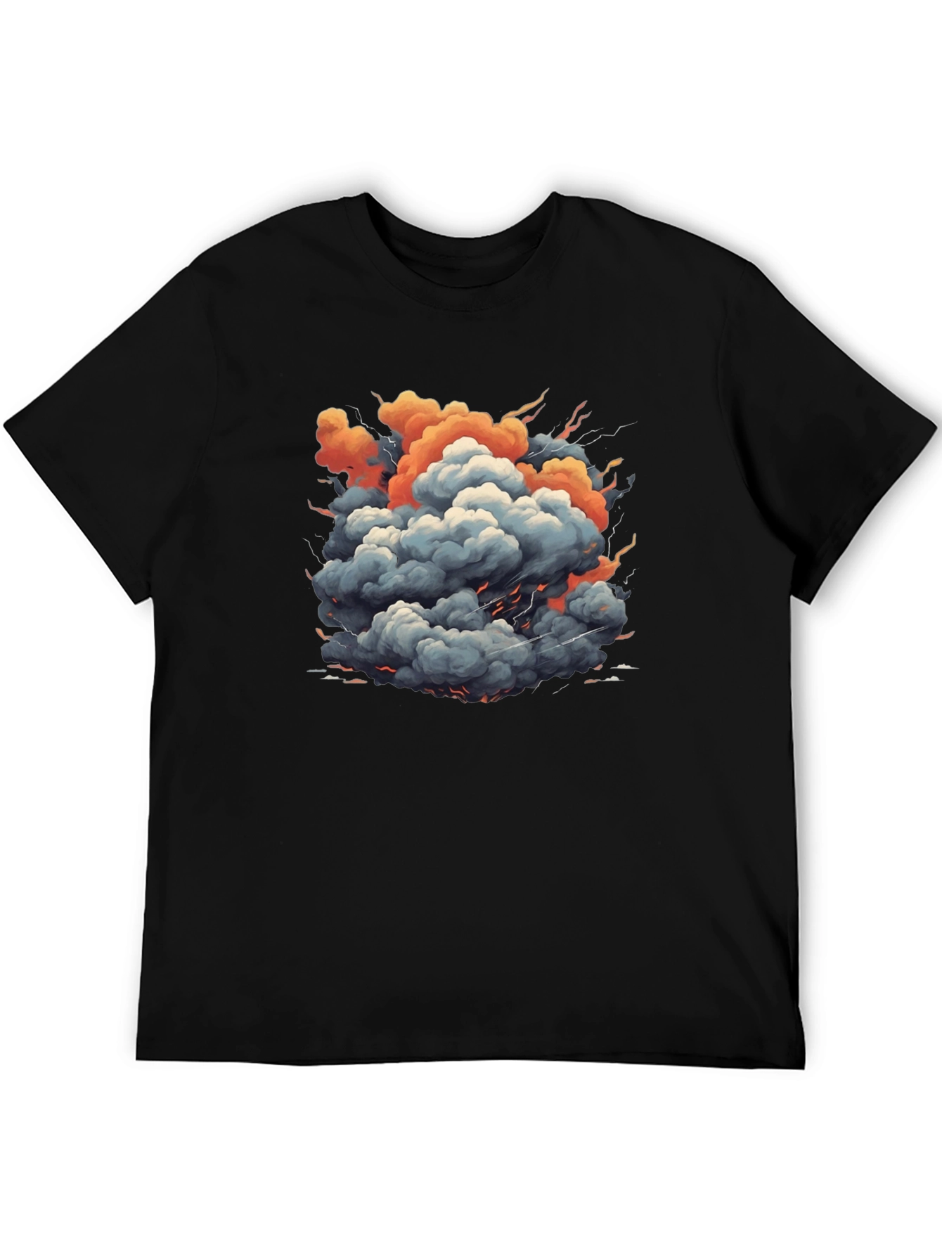 Explosion Cloud Graphic Tee - Trendy Black T-Shirt