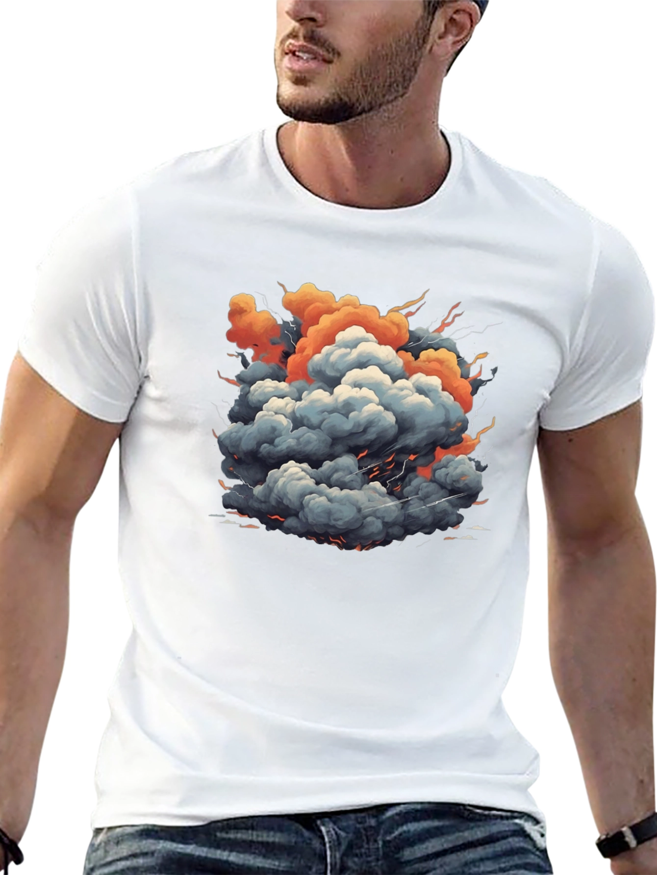 Explosion Cloud Graphic Tee - Trendy Black T-Shirt