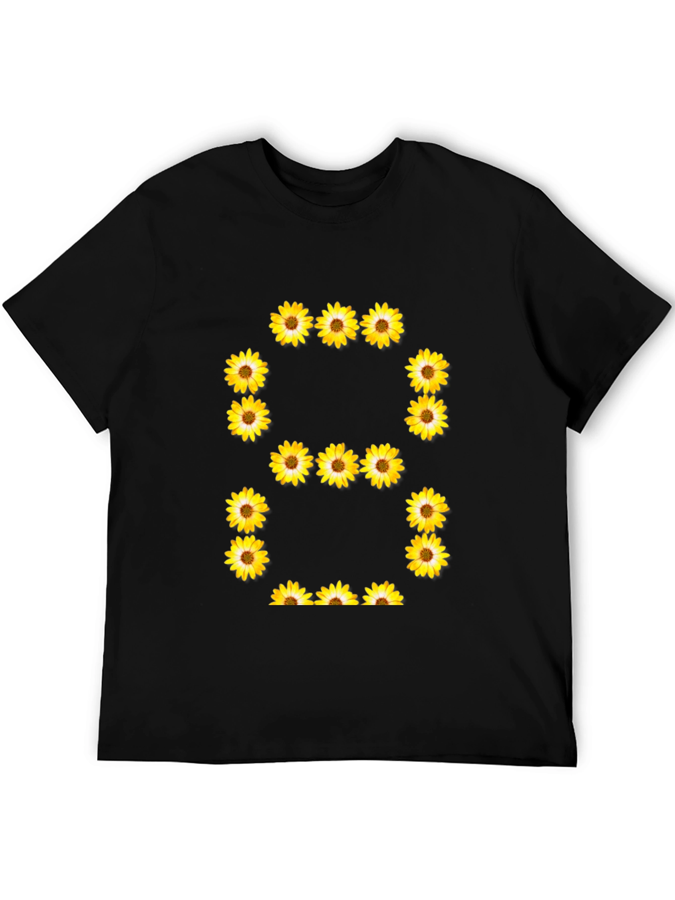 Floral Number 8 T-Shirt - Black Casual Tee