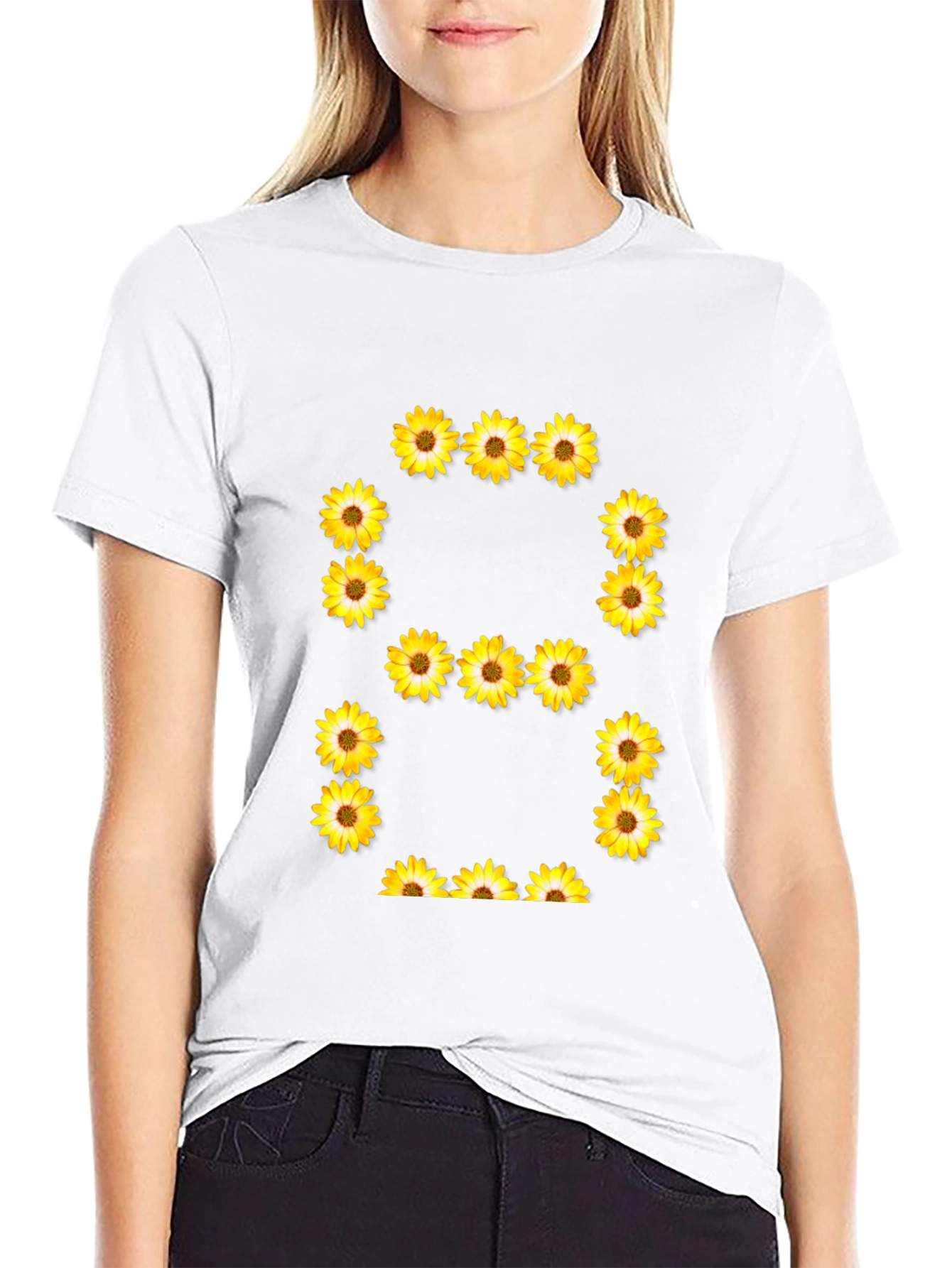 Floral Number 8 T-Shirt - Black Casual Tee