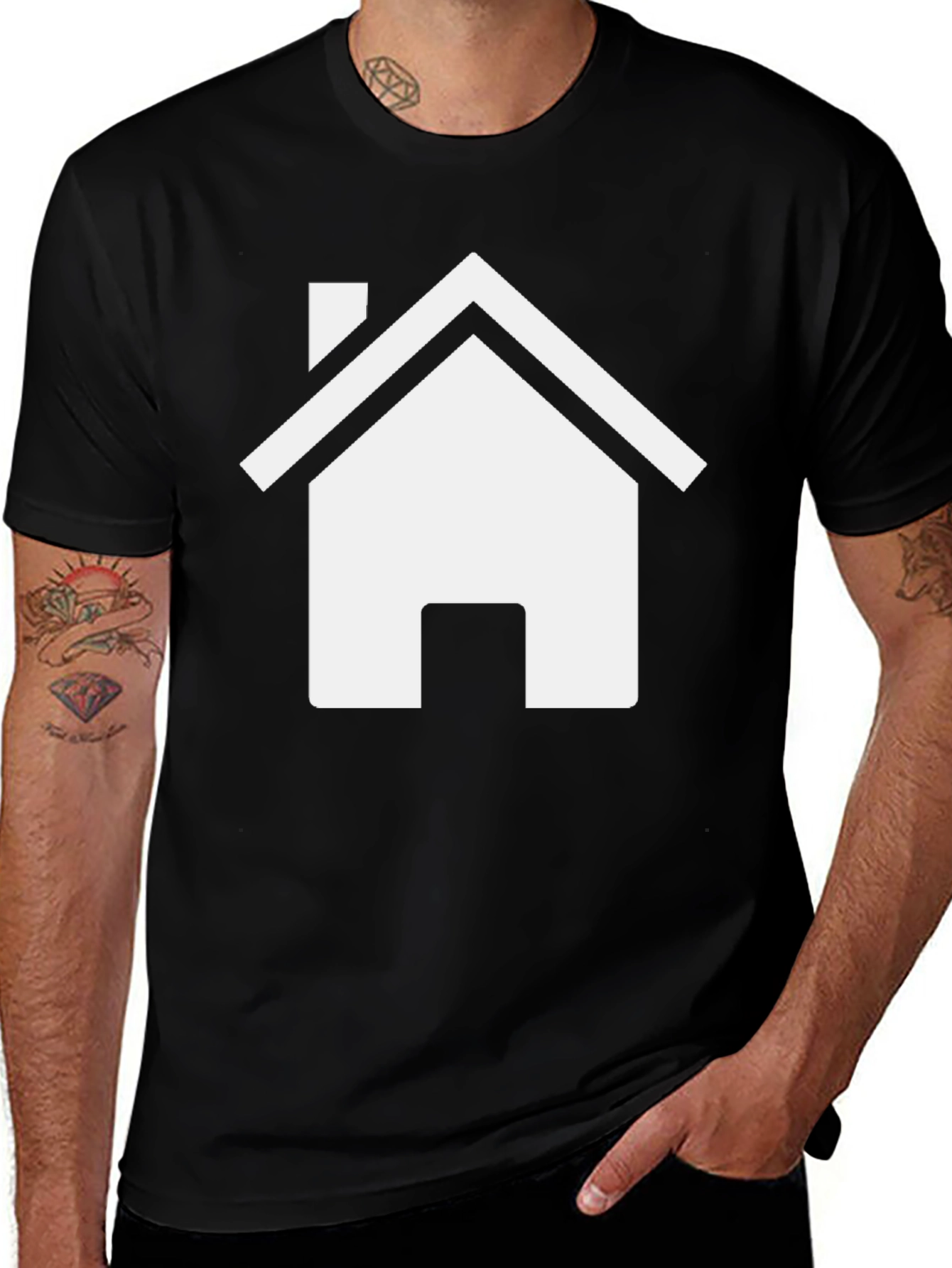 Home Graphic T-Shirt - Black Casual Tee