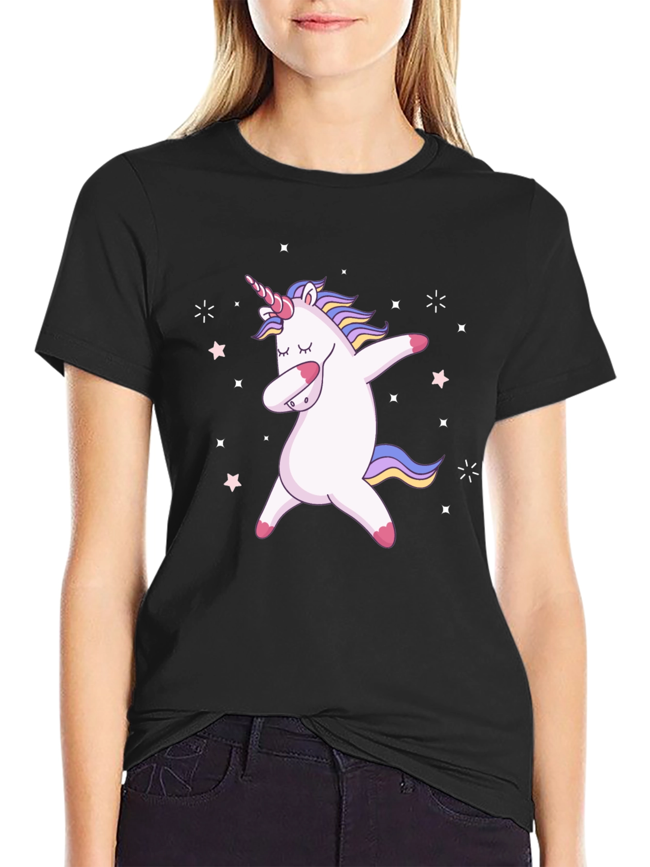 Dabbing Unicorn Black Graphic Tee
