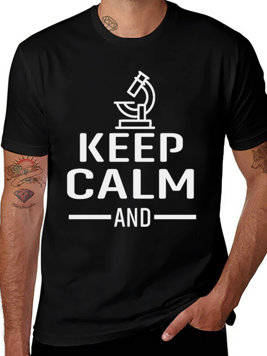 Keep Calm And Microscope Black T-Shirt